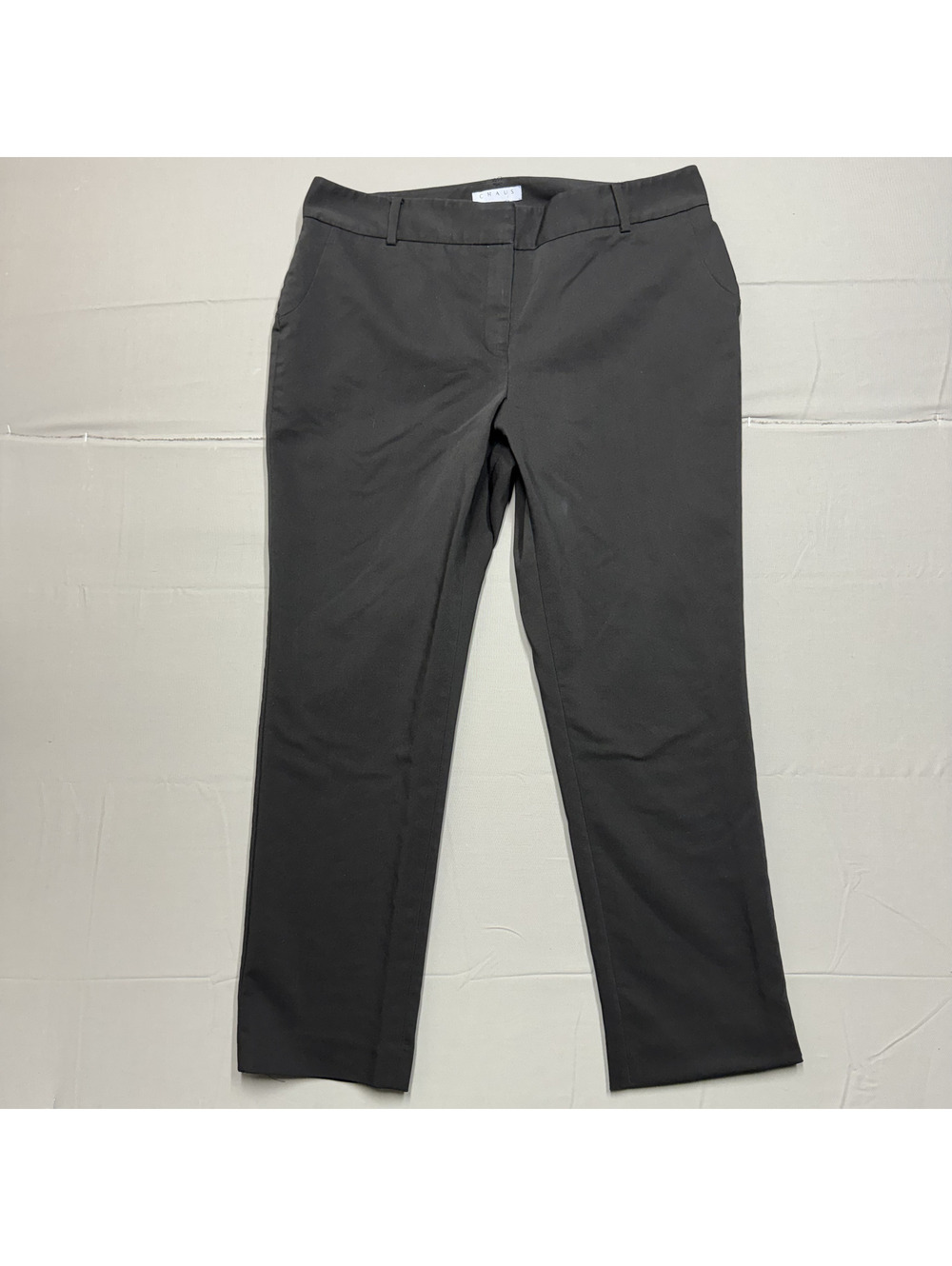 Chaus Women Black Straight Leg Dress Pants Flat Front Stretch Size 16 Business